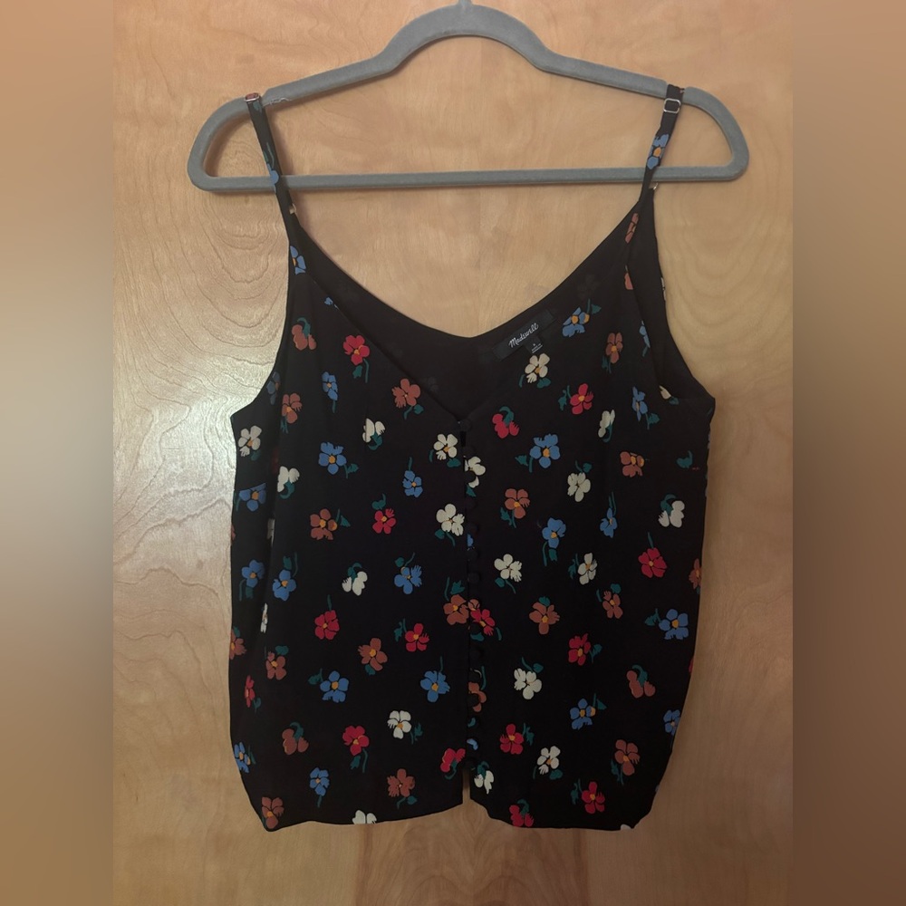 Madewell Black Floral Sleeveless Top